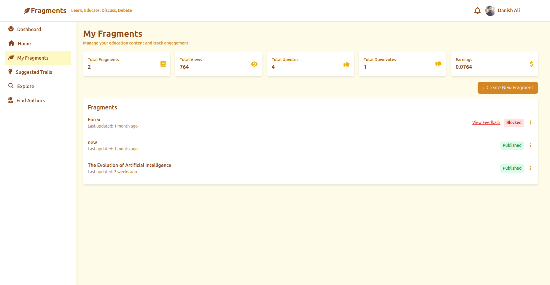 Fragments Trails – Educational Q&A Platform screenshot 2